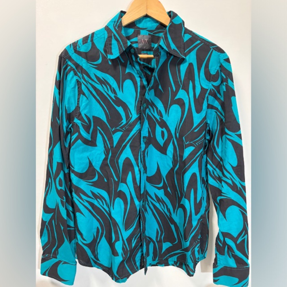 A/X Armani Exchange Blue and Brown  Patterned Men’s Shirt Size M